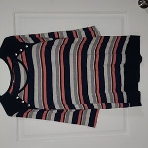 Multi-color sweater with button detail